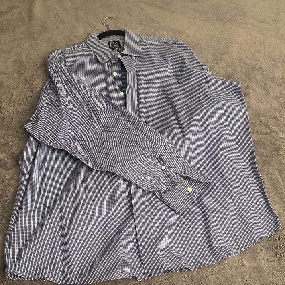 Jos. A. Bank Navy Checkered Dress Shirt